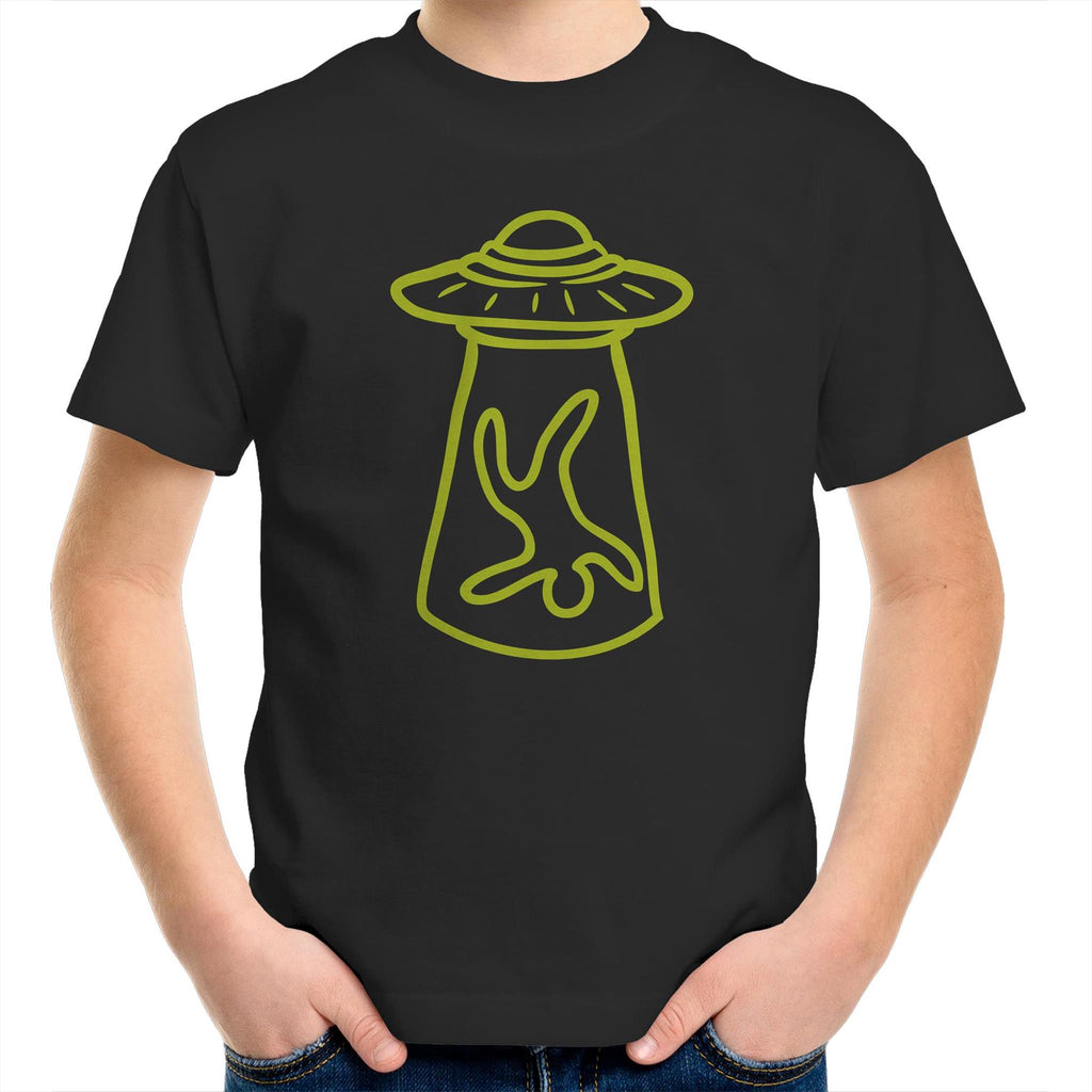 Alien Abduction - Kids Youth T-Shirt Black Kids Youth T-shirt Printed In Australia Sci Fi