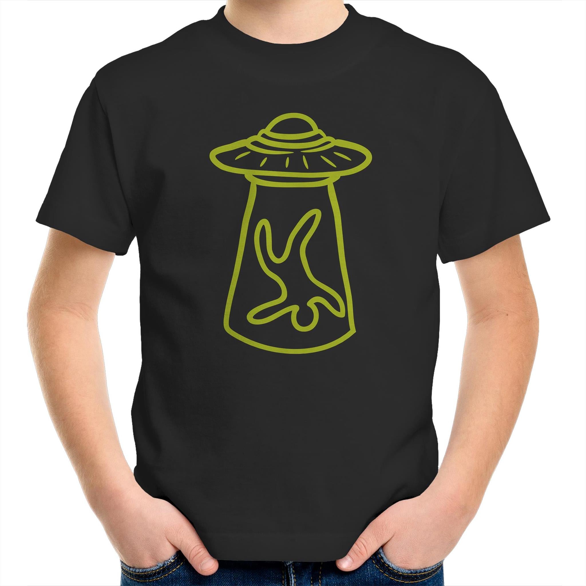 Alien Abduction - Kids Youth T-Shirt Black Kids Youth T-shirt Printed In Australia Sci Fi