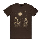 Whimsical Cat And Moon Men's AS Colour T-shirt Dark Chocolate Mens T-shirt animal Printed In Australia