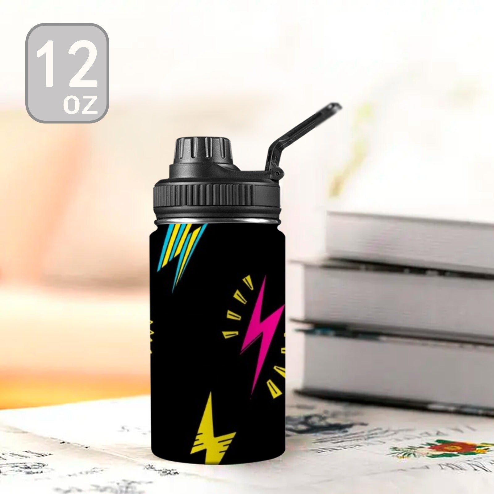 Fun Lightning - Kids Water Bottle with Chug Lid (12 oz) Kids Water Bottle with Chug Lid comic Printed Offshore