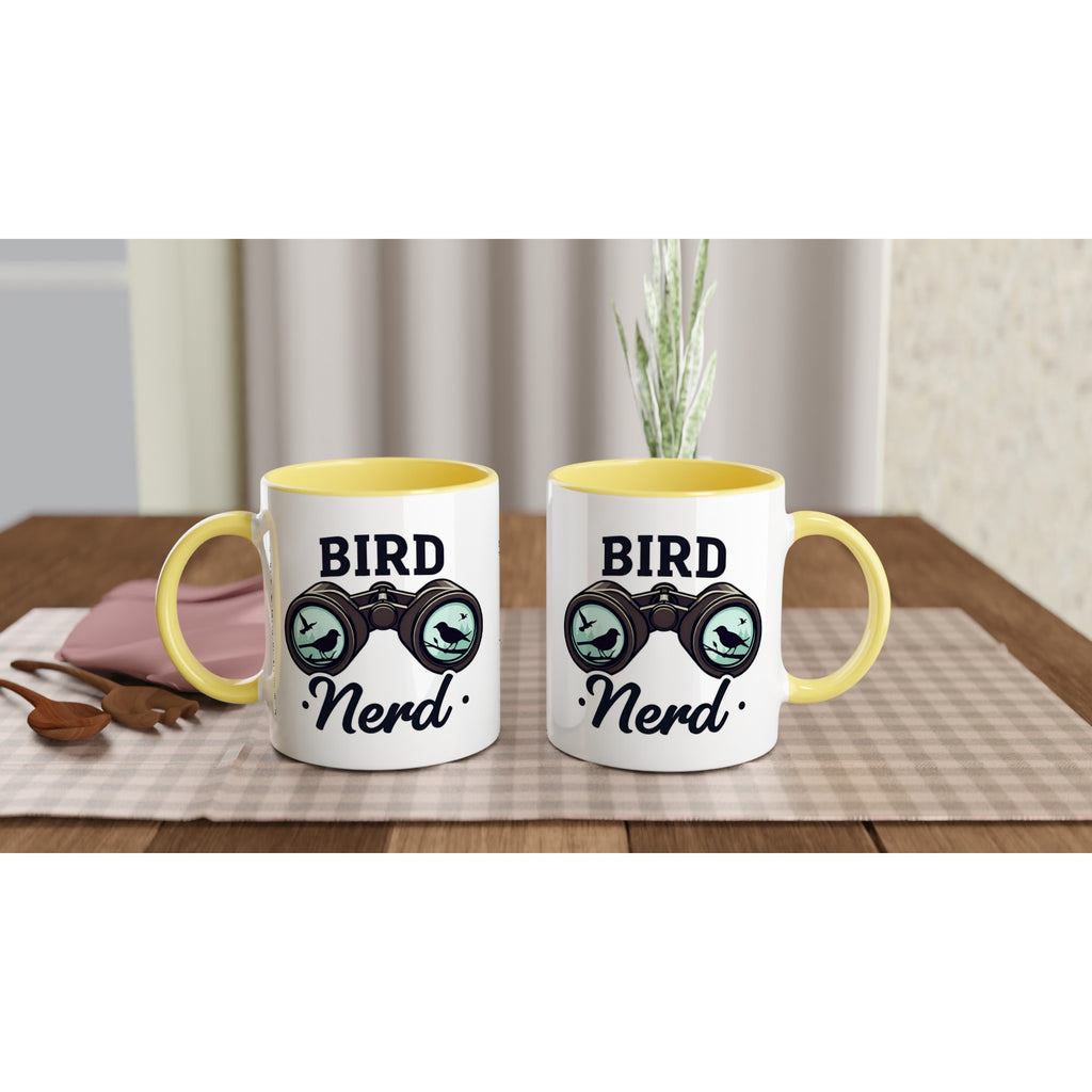 Bird Nerd - White 11oz Ceramic Mug with Colour Inside Colour 11oz Mug animal Globally Fulfilled