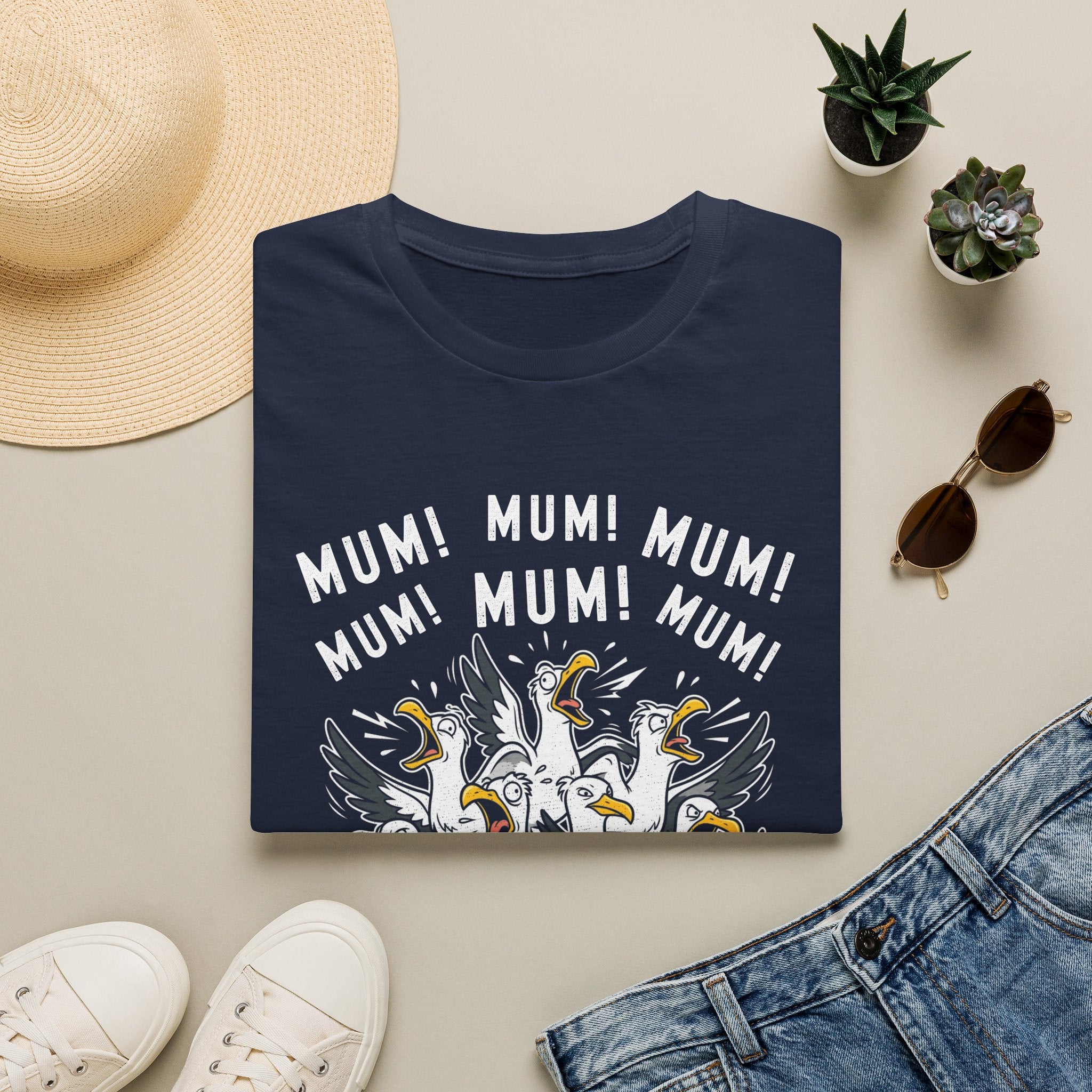 Mum Seagull Unisex T-Shirt Navy Unisex Adult T-shirt animal Globally Fulfilled Mum