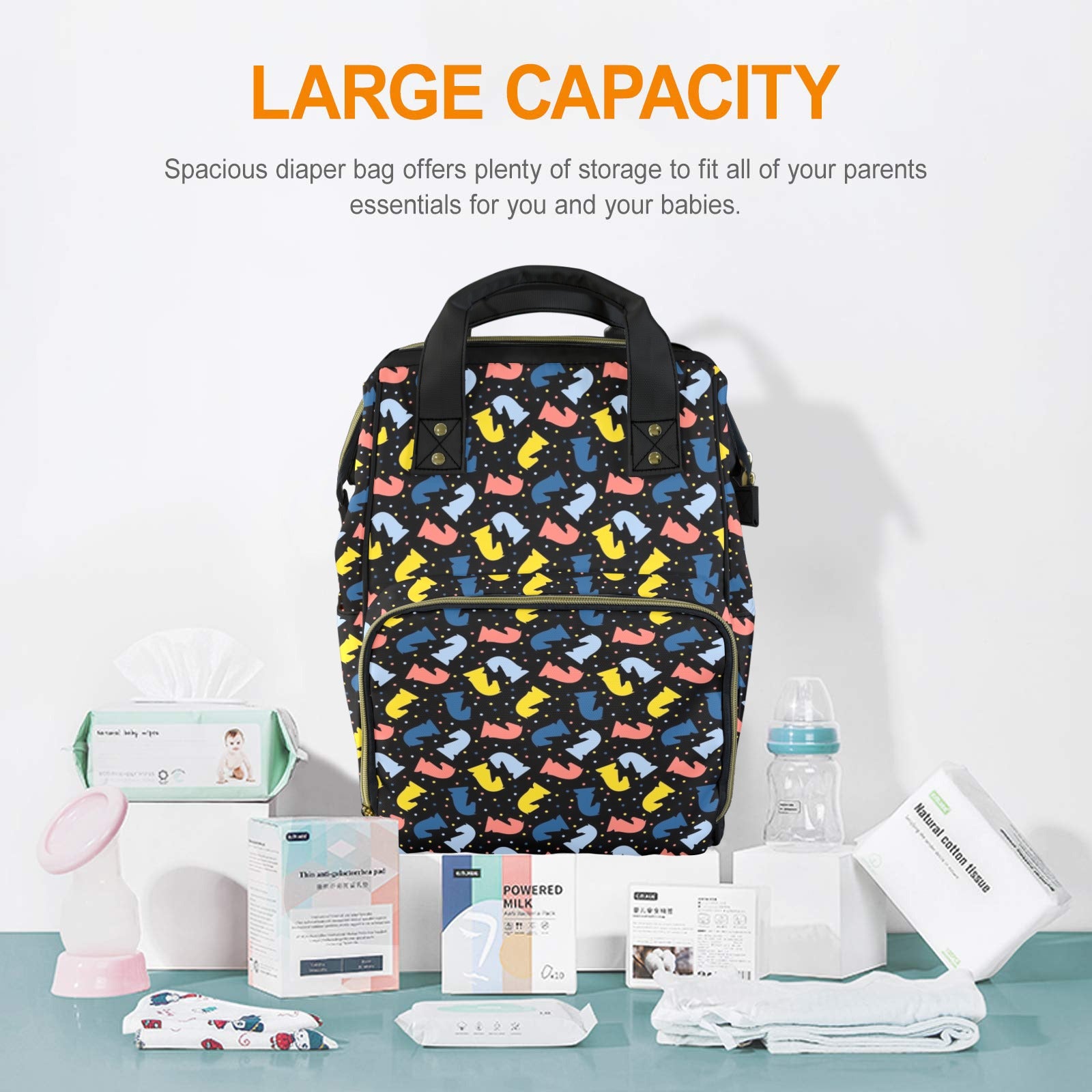 Colourful Chess Multi-Function Backpack, Nappy / Diaper Bag Multi-function Backpack, Nappy / Diaper Bag Chess Games Printed Offshore