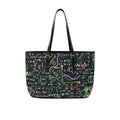 Equations In Green And Pink - Leather Tote Bag-Large