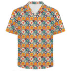 Happy Retro Flowers Men's Crinkle Hawaiian Shirt