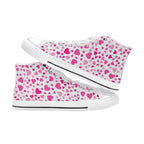 Pink Hearts On White - Kids' High Top Canvas Shoes Kids High Top Canvas Shoes Love Printed Offshore