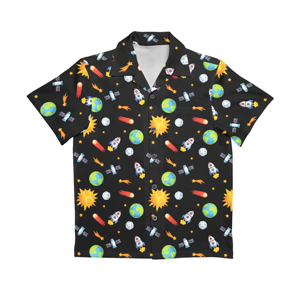 Busy Space Senior Kids Hawaiian Shirt Senior Kids Hawaiian Shirt 8-15 Printed Offshore Space