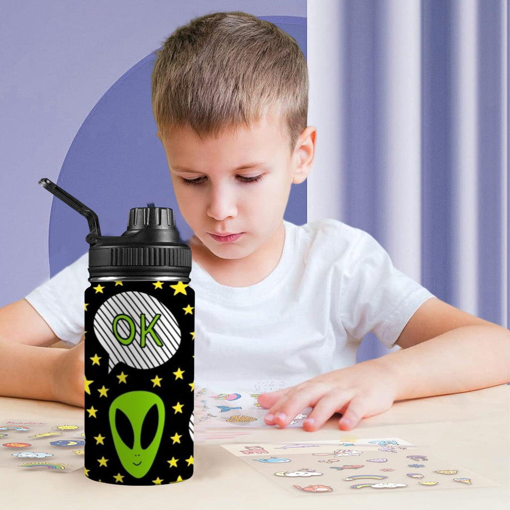 Alien OK - Kids Water Bottle with Chug Lid (12 oz) Kids Water Bottle with Chug Lid Printed Offshore Sci Fi