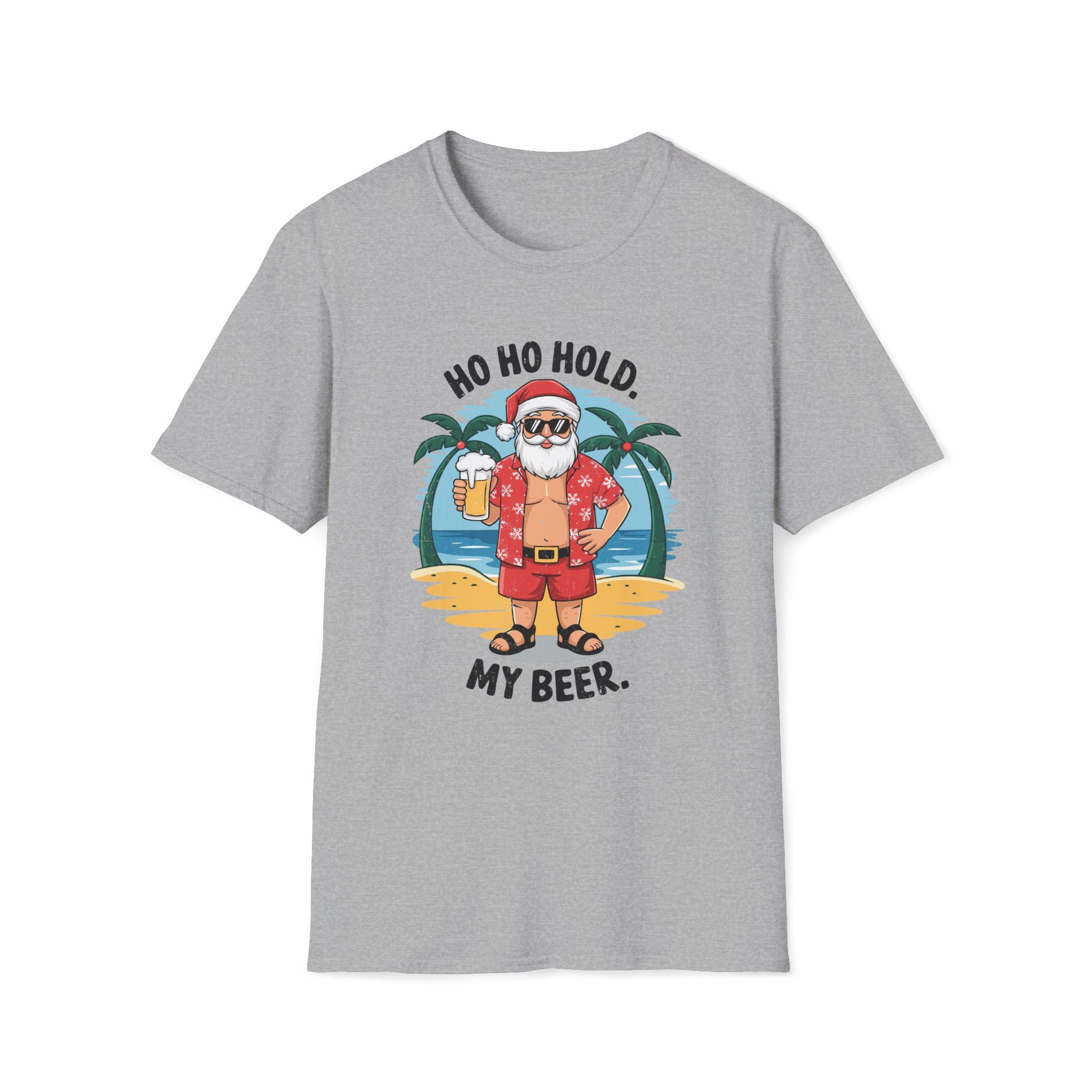 Summer Santa, Ho Ho Hold My Beer - Unisex Softstyle T-Shirt