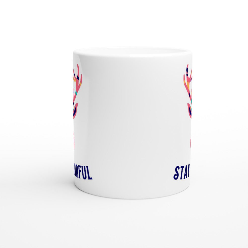 Stay Colorful White 11oz Ceramic Mug White 11oz Mug animal coffee fun Globally Fulfilled tea