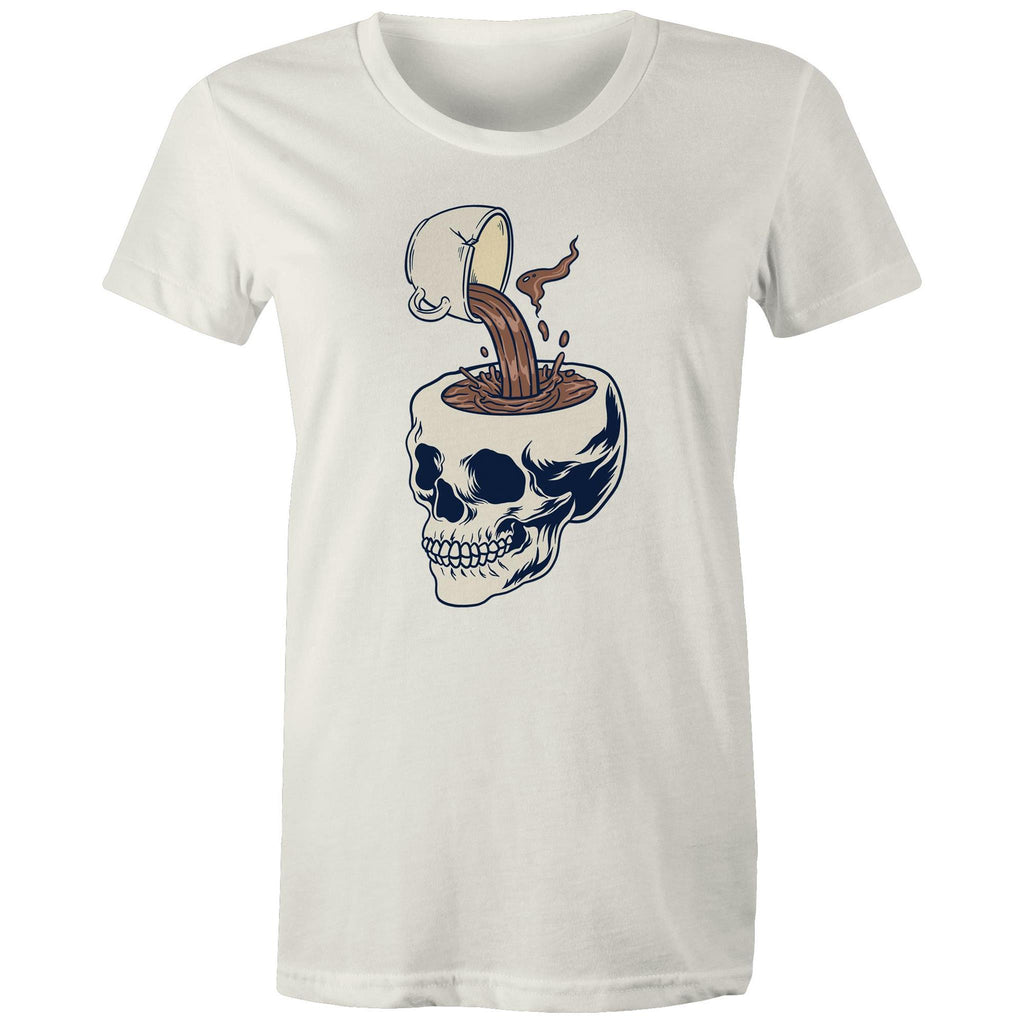Coffee Skull - Womens T-shirt Natural Womens T-shirt Coffee Printed In Australia