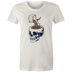 Coffee Skull - Womens T-shirt Natural Womens T-shirt Coffee Printed In Australia