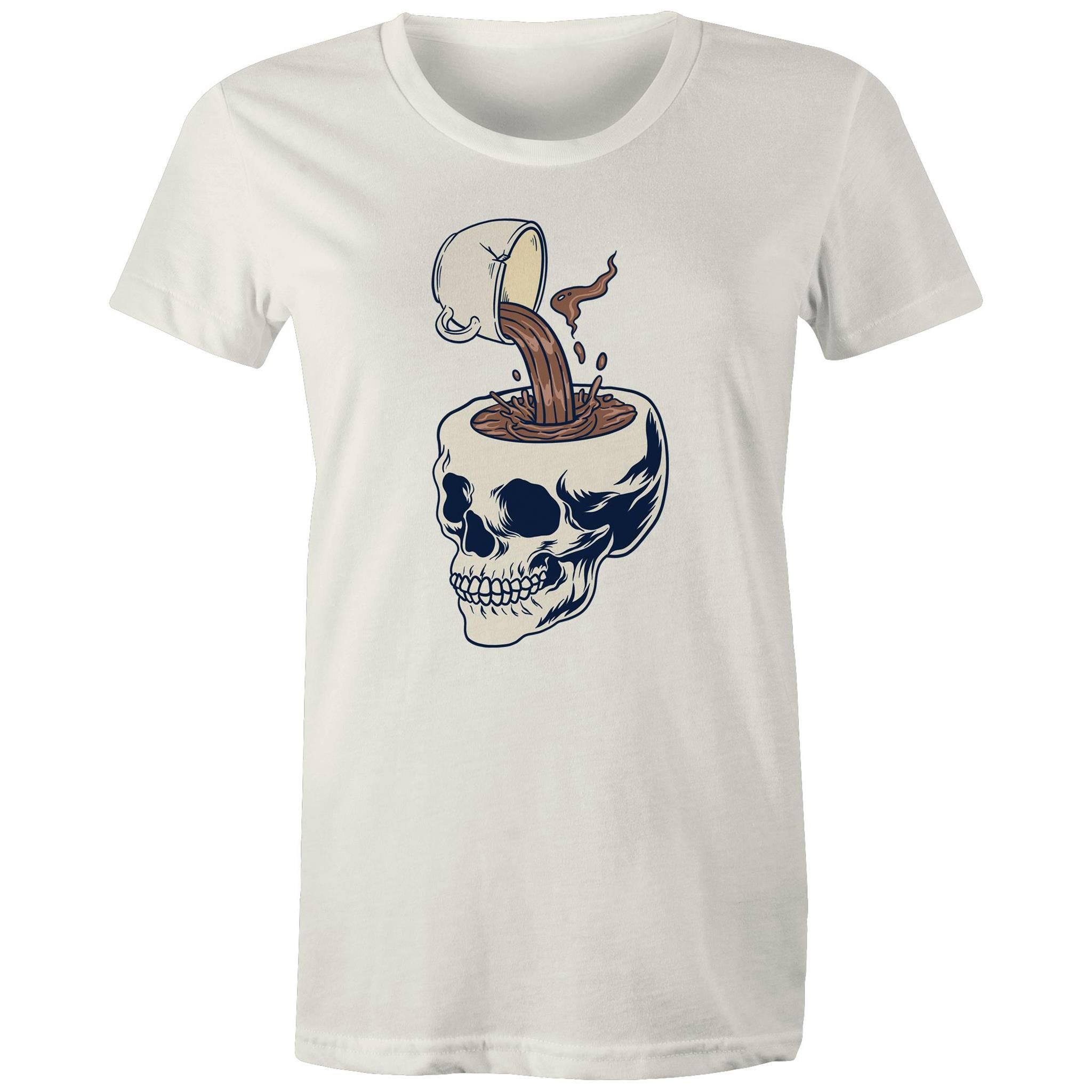 Coffee Skull - Womens T-shirt Natural Womens T-shirt Coffee Printed In Australia
