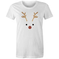 Red Nose Reindeer Womens T-shirt White Womens Christmas T-shirt Christmas Printed In Australia