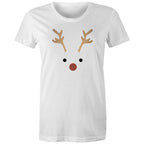 Red Nose Reindeer - Womens T-shirt White Womens Christmas T-shirt Christmas Printed In Australia