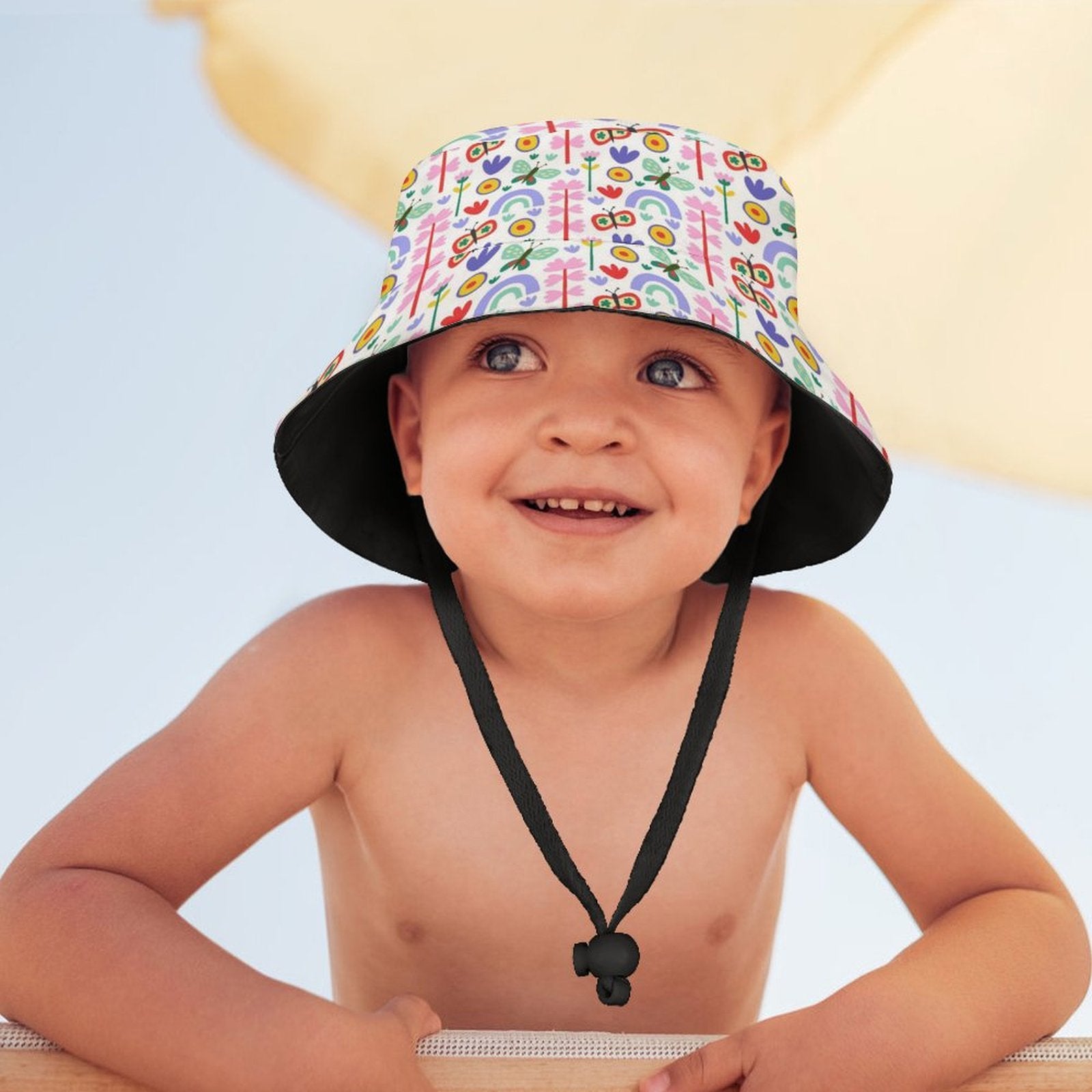 Rainbows And Butterflies Kids Bucket Hat Kids Bucket Hat animal Printed Offshore