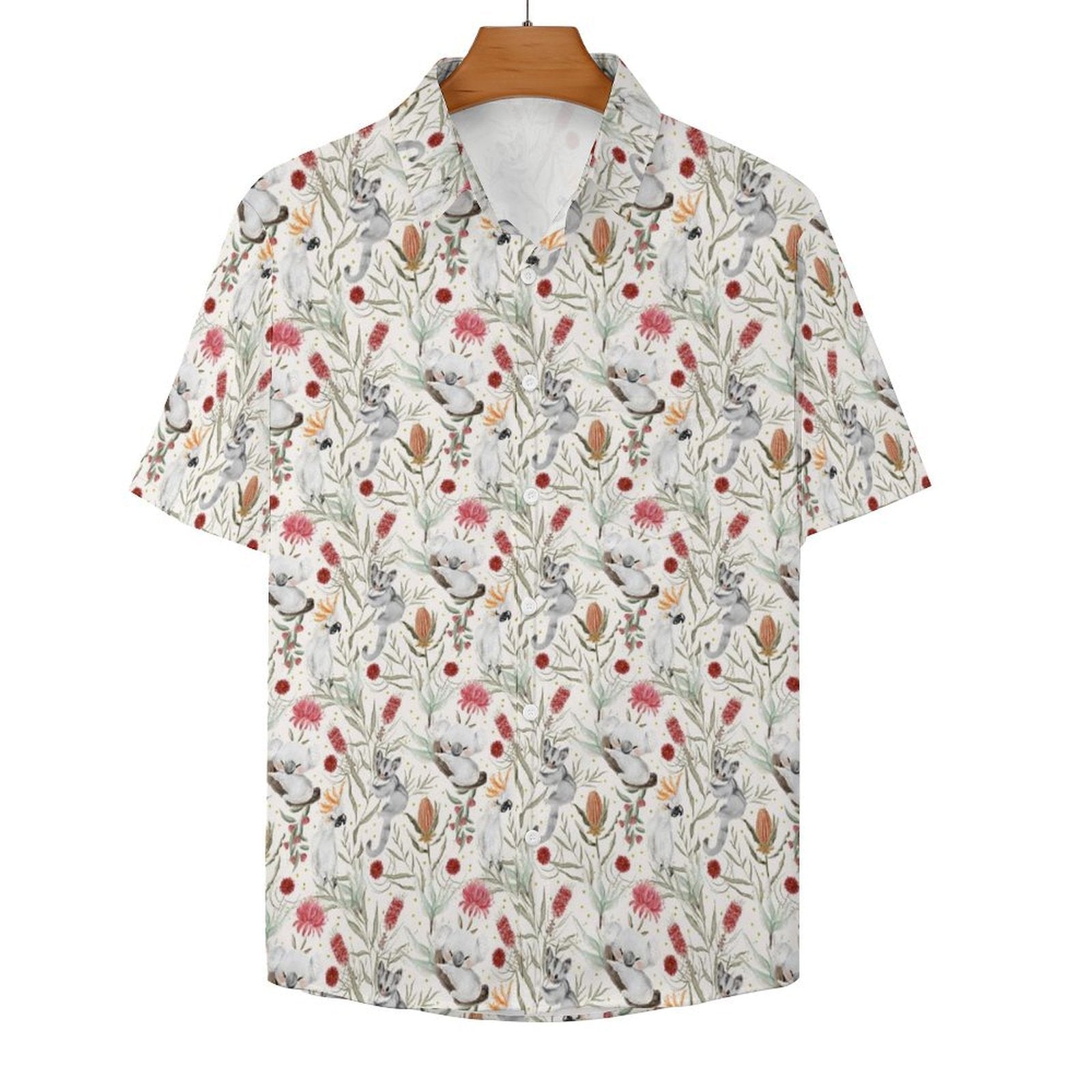 Australian Plants And Animals Women's Short-Sleeve Button Up Shirt Women's Short-Sleeve Button Up Shirt animal Plants Printed Offshore