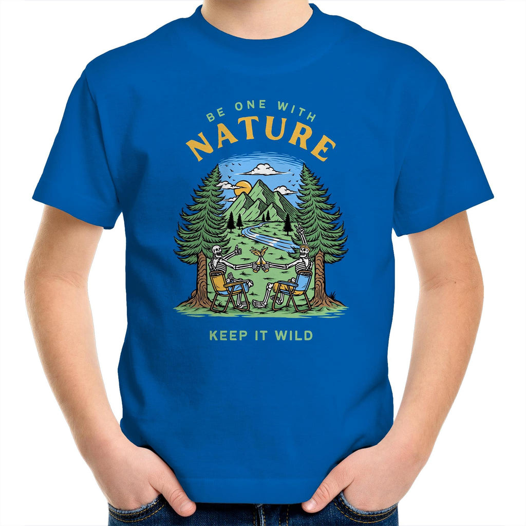 Be One With Nature - Kids Youth T-Shirt Bright Royal Kids Youth T-shirt Environment Printed In Australia
