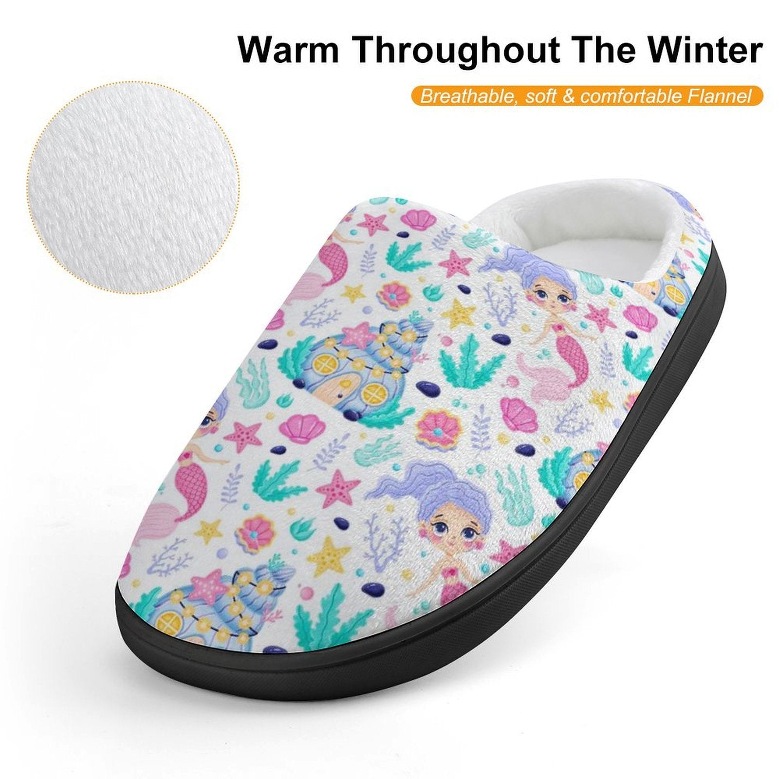 Mermaid World Kids Cotton Slippers
