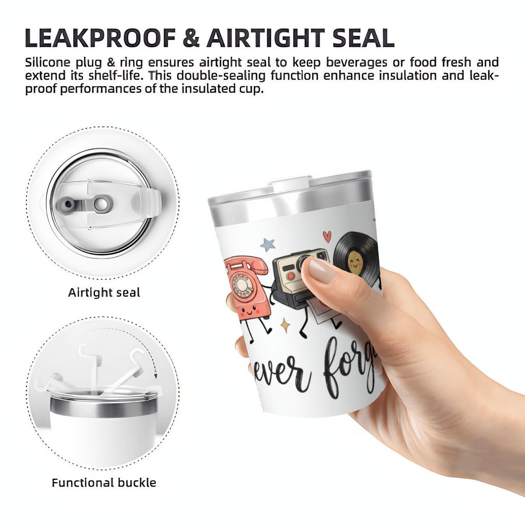Never Forget Retro Small Stainless Steel Travel Mug Cup 12oz/350ml