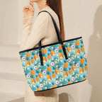 Pineapple Coconut PU Leather Tote Bag Large Leather Tote Bag-Large Food Printed Offshore