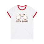 Goose Bumps - Women's Ringer Tee White Red Womens Ringer T-shirt animal Printed In Australia