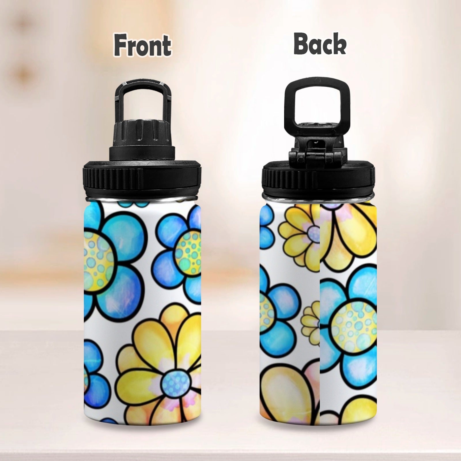 Simple Flowers - Kids Water Bottle with Chug Lid (12 oz)