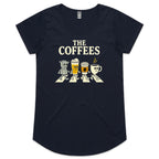 The Coffees, Crossing Road Women's AS Colour Scoop Neck T-Shirt Navy Womens Scoop Neck T-shirt Coffee Music Printed In Australia