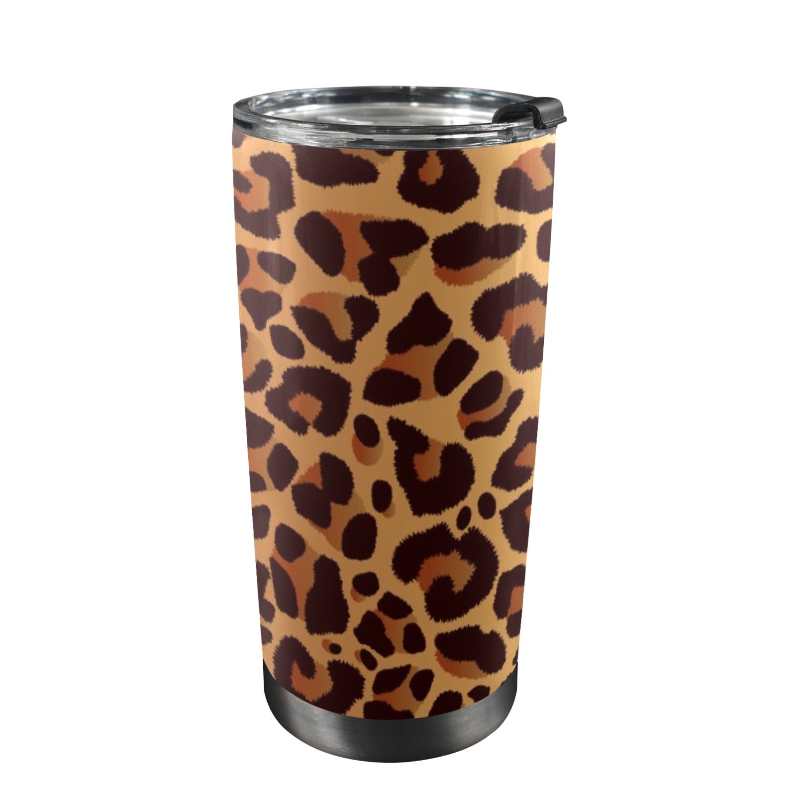 Leopard Print - 20oz Mobile Tumbler with Lid (Black Lock) One Size 20oz Travel Mug animal Printed Offshore