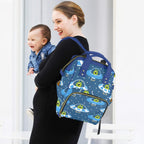 Cute Aliens in UFOs - Multi-Function Backpack, Nappy / Diaper Bag