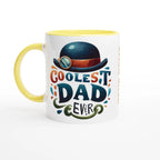 Personalise - Coolest Dad Ever - 11oz Ceramic Mug Ceramic Yellow Personalised 11oz Mug customise Dad Globally Fulfilled personalise