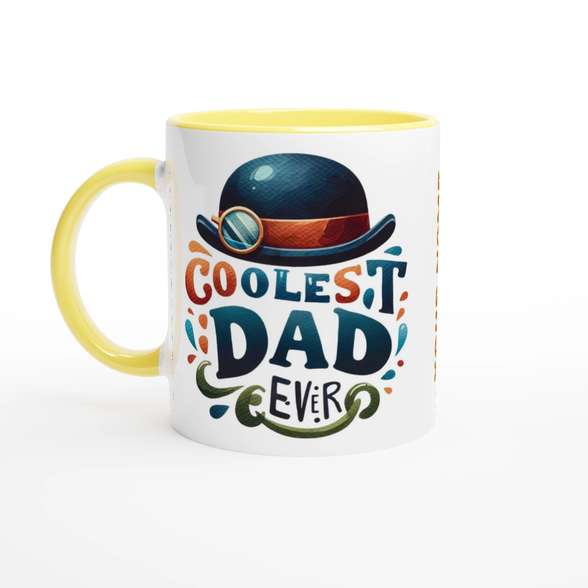 Personalise - Coolest Dad Ever - 11oz Ceramic Mug Ceramic Yellow Personalised 11oz Mug customise Dad Globally Fulfilled personalise