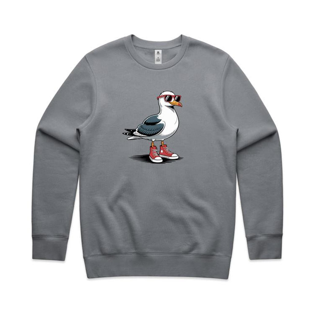Seagull With Sunglasses And High Tops AS Colour Stencil Crew Sweatshirt