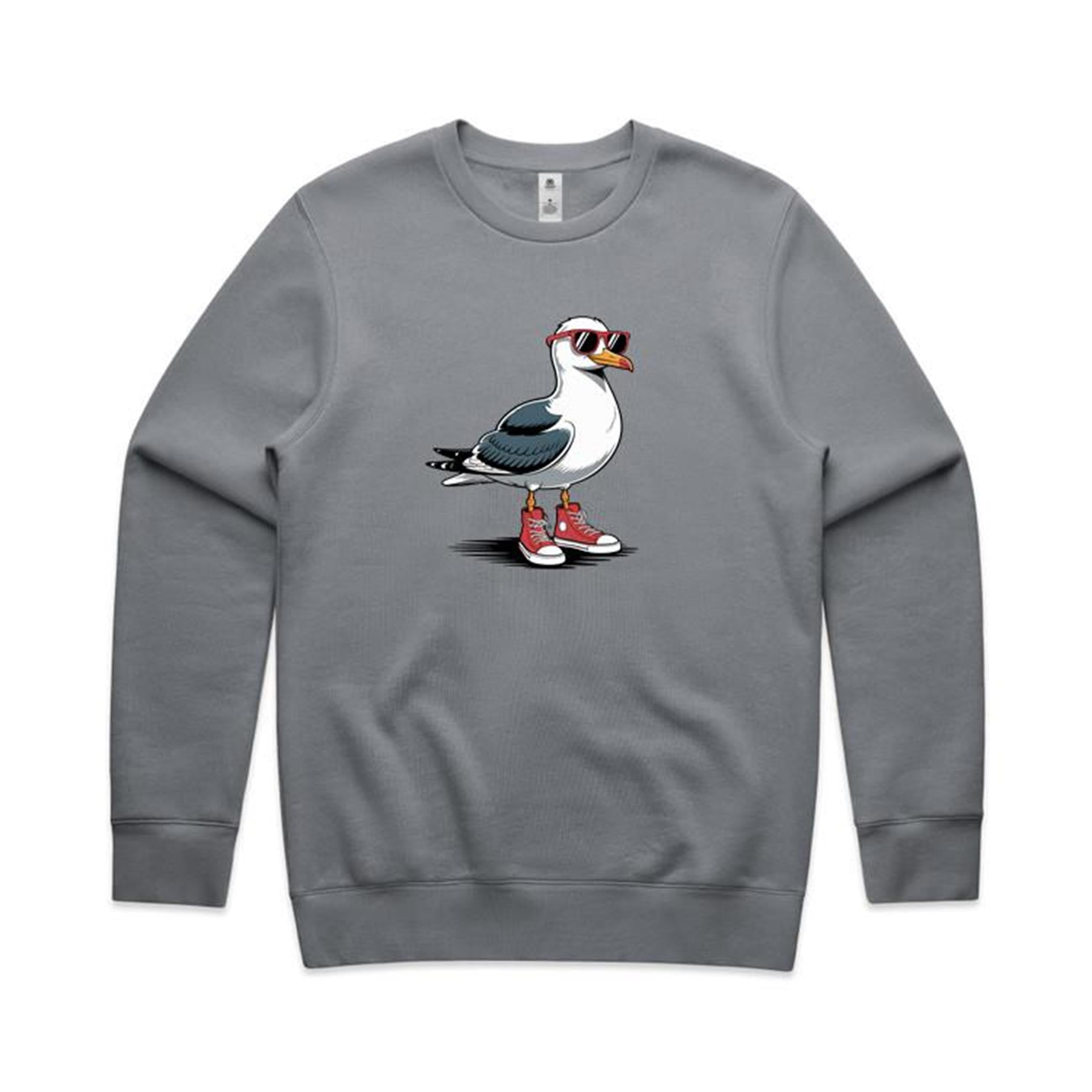 Seagull With Sunglasses And High Tops AS Colour Stencil Crew Sweatshirt