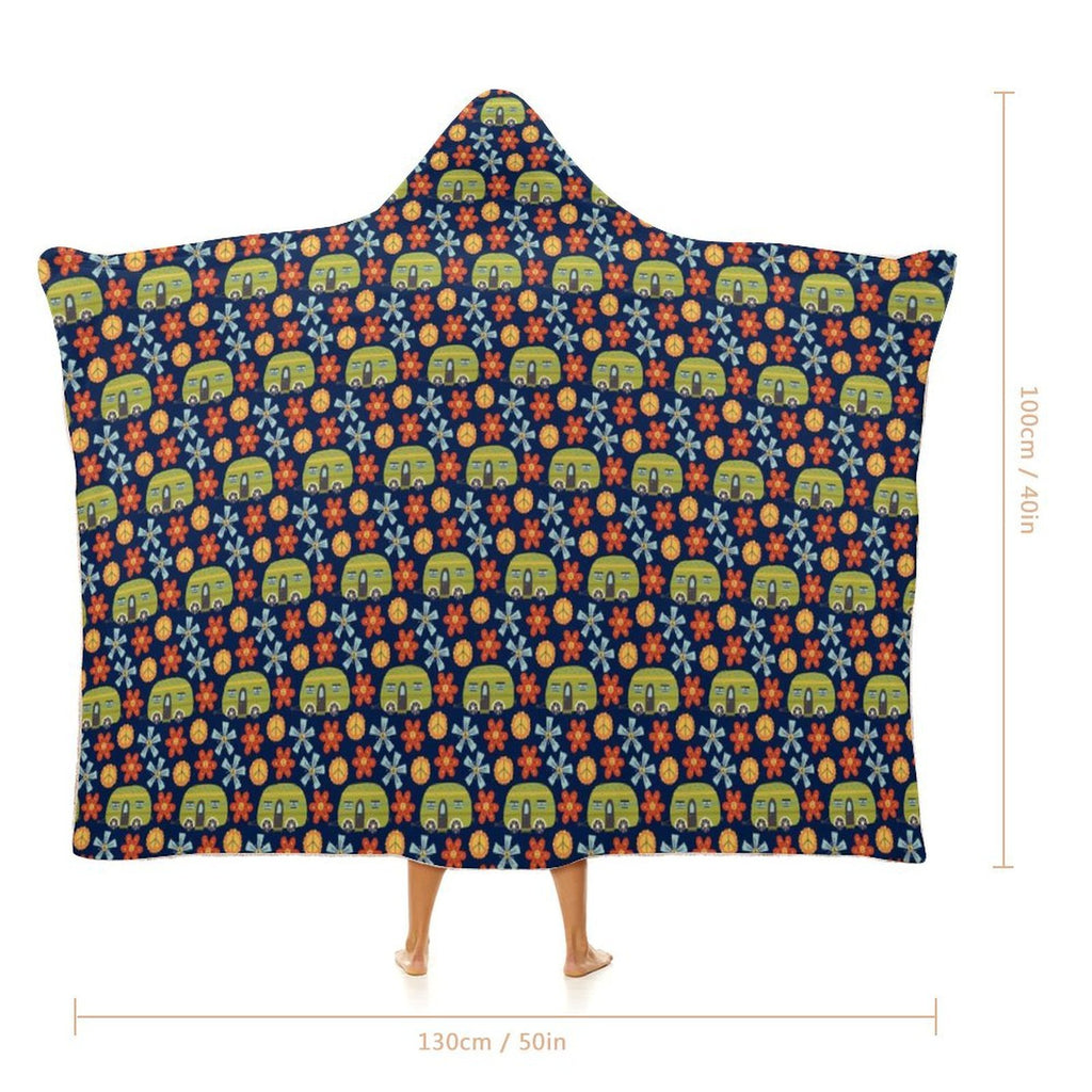 Hippie Caravan Kids Hooded Blanket 100cm x 130cm Kids Hooded Blanket Printed Offshore Retro