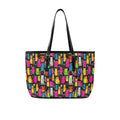 Colourful Cats PU Leather Tote Bag Large One Size Leather Tote Bag-Large Printed Offshore