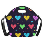 Colourful Hearts - Neoprene Lunch Bag/Large (Model 1669) Neoprene Lunch Bag Love Printed Offshore