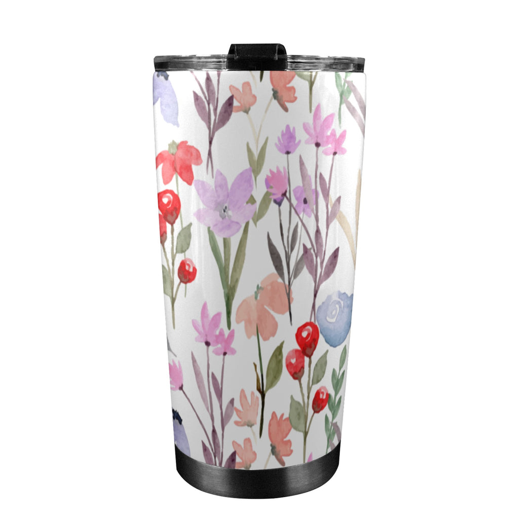 Floral Watercolour - 20oz Mobile Tumbler with Lid (Black Lock) 20oz Travel Mug Plants Printed Offshore