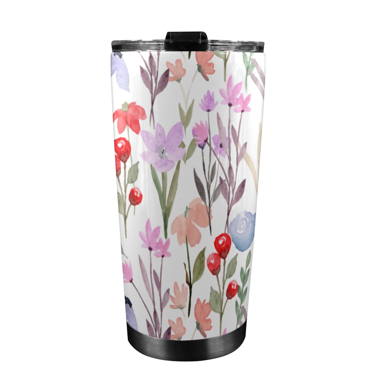 Floral Watercolour - 20oz Mobile Tumbler with Lid (Black Lock) 20oz Travel Mug Plants Printed Offshore