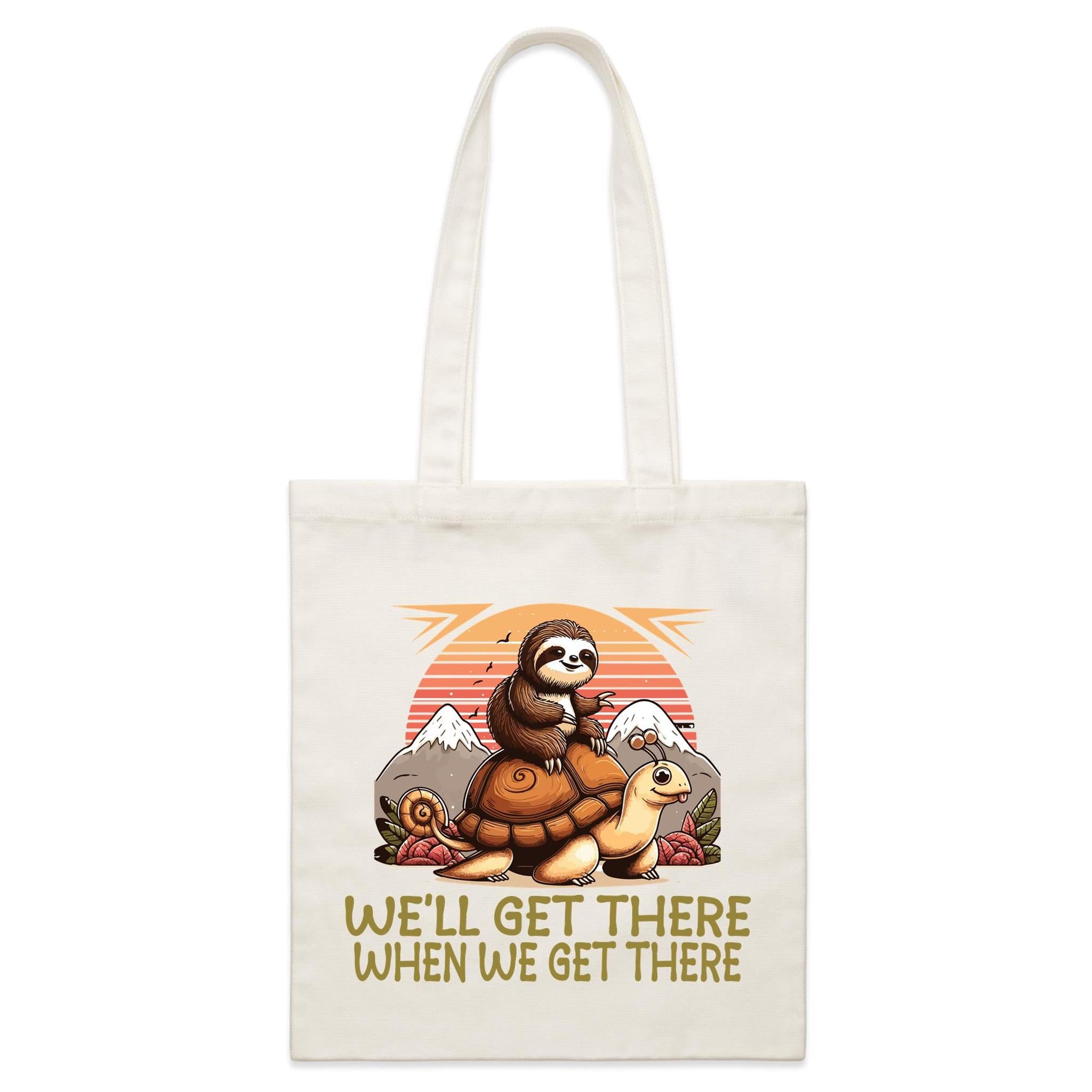 Sloth, We'll Get There When We Get There - Parcel Canvas Tote Bag Default Title Small Tote Bag animal Printed In Australia