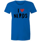 I Love Nerds, Heart - Womens T-shirt Bright Royal Womens T-shirt Love Printed In Australia