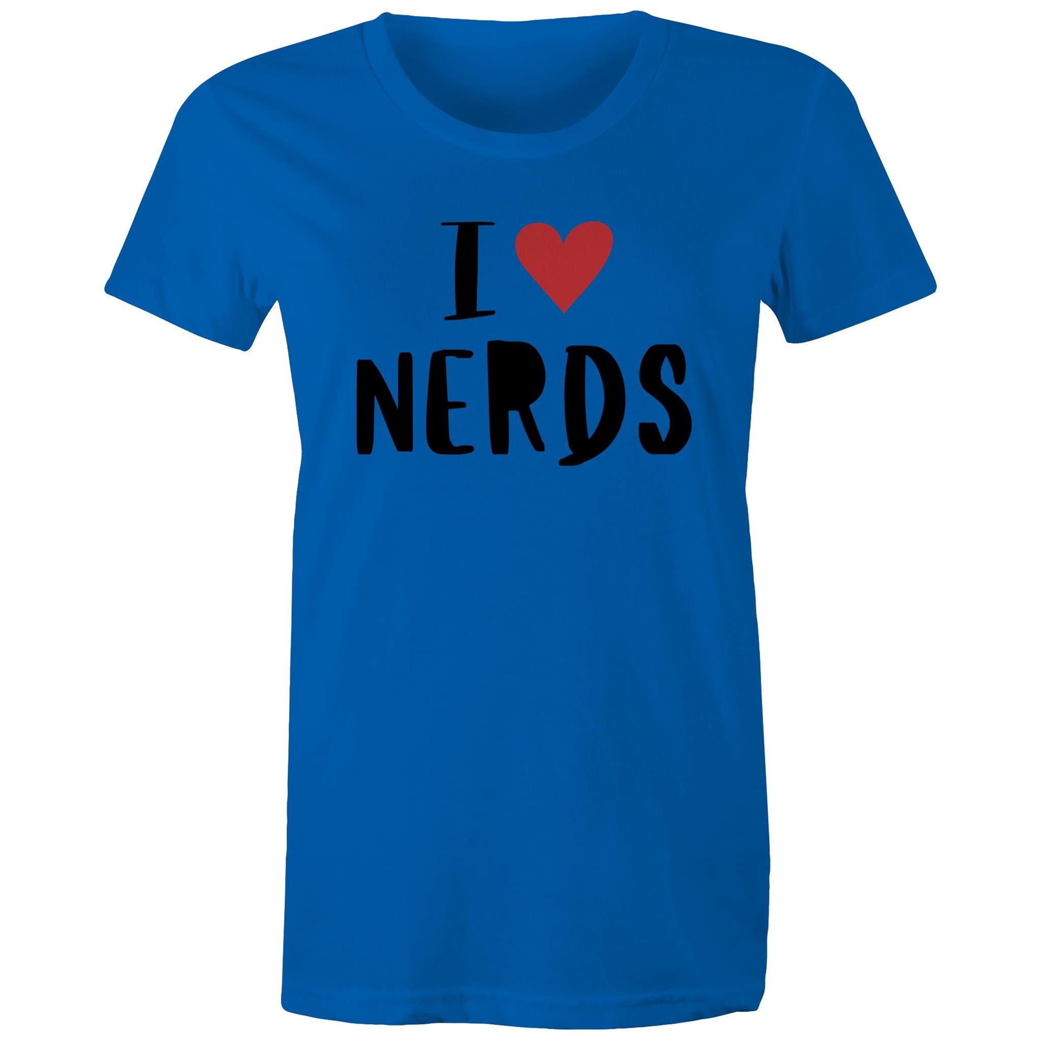 I Love Nerds, Heart - Womens T-shirt Bright Royal Womens T-shirt Love Printed In Australia