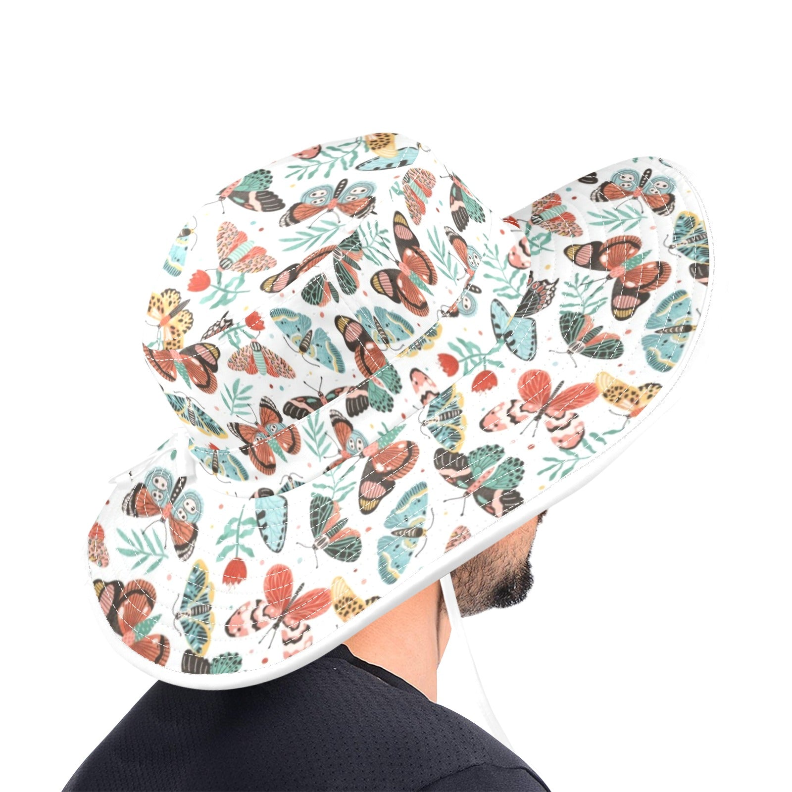 Pretty Moths And Butterflies Wide Brim Bucket Hat Wide Brim Bucket Hat animal Printed Offshore