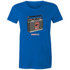 Classic Rock, Cassette Player - Womens T-shirt Bright Royal Womens T-shirt Music Printed In Australia Retro