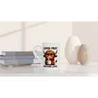 Personalise - Coffee First, Questions Later, Highland Cow - White 10oz Porcelain Slim Mug Personalised Porcelain Mug animal Coffee Globally Fulfilled