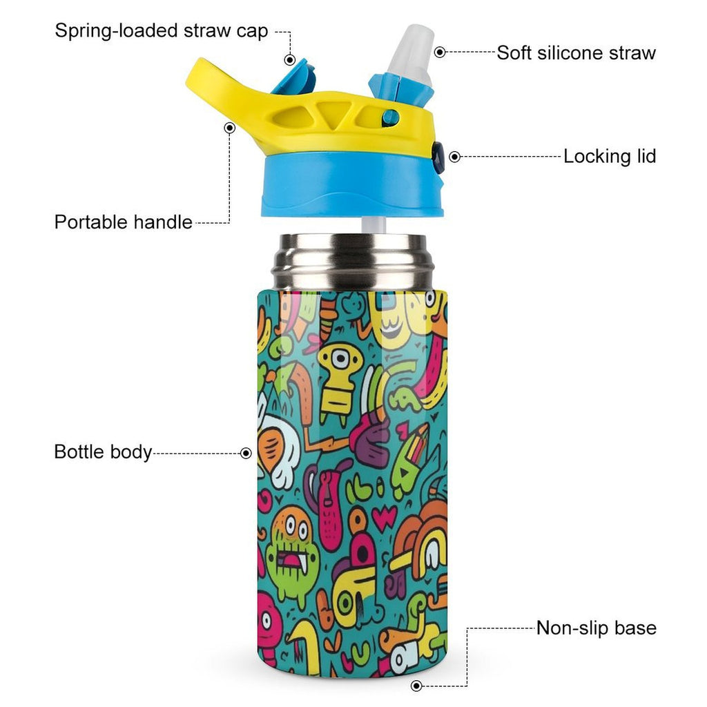 Crazy Creatures - Little Kids Water Bottle Little Kids Water Bottle Printed Offshore Sci Fi