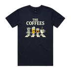 The Coffees, Crossing Road Men's AS Colour T-shirt Navy Mens T-shirt Coffee Music Printed In Australia