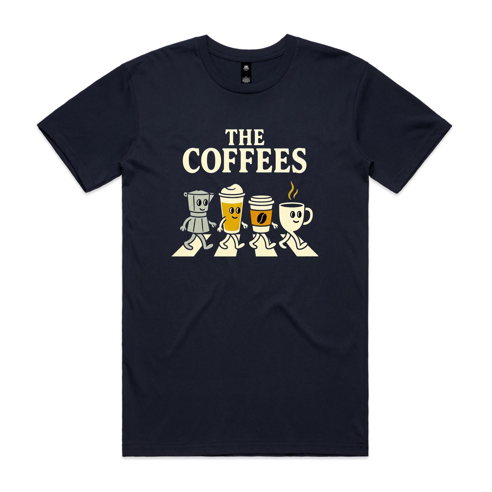 The Coffees, Crossing Road - Men's AS Colour T-shirt Navy Mens T-shirt Coffee Music Printed In Australia