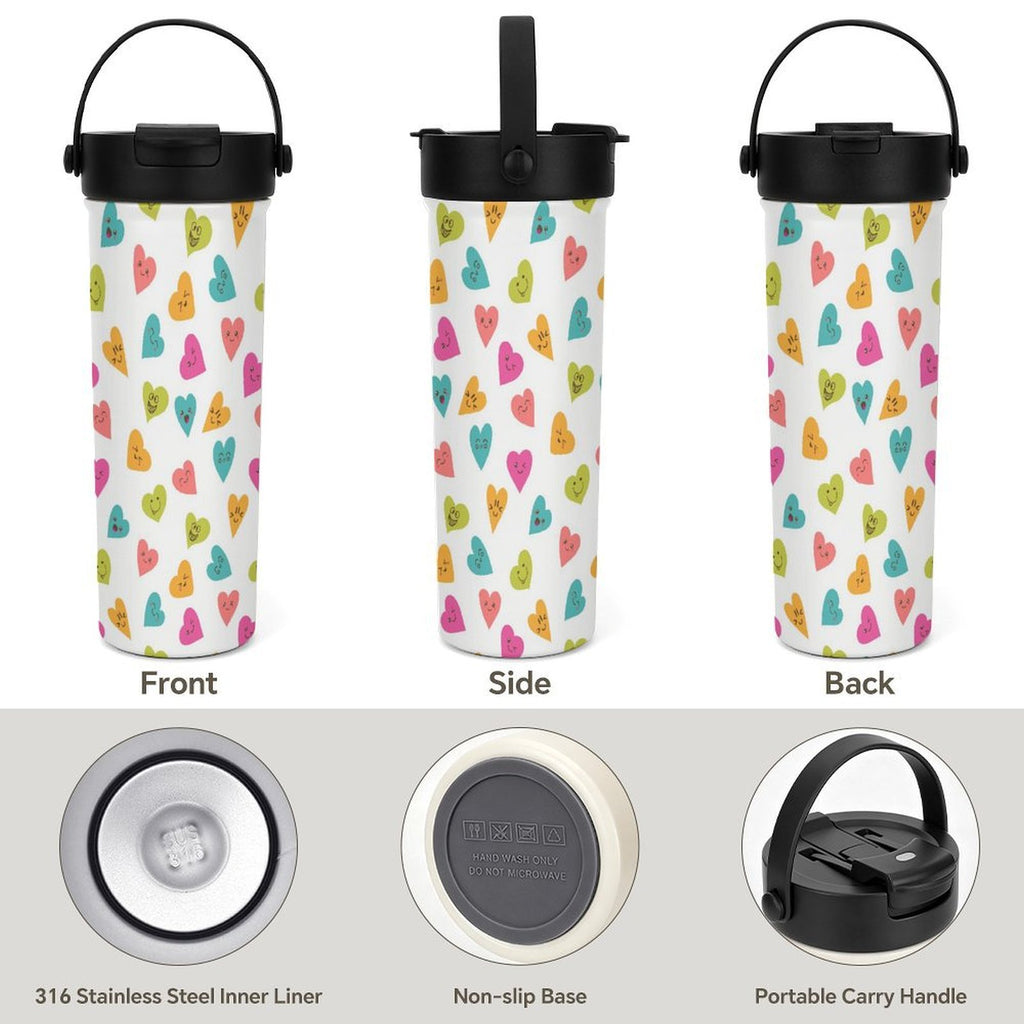 Happy Hearts 20oz Tea Tumbler with Carry Handle