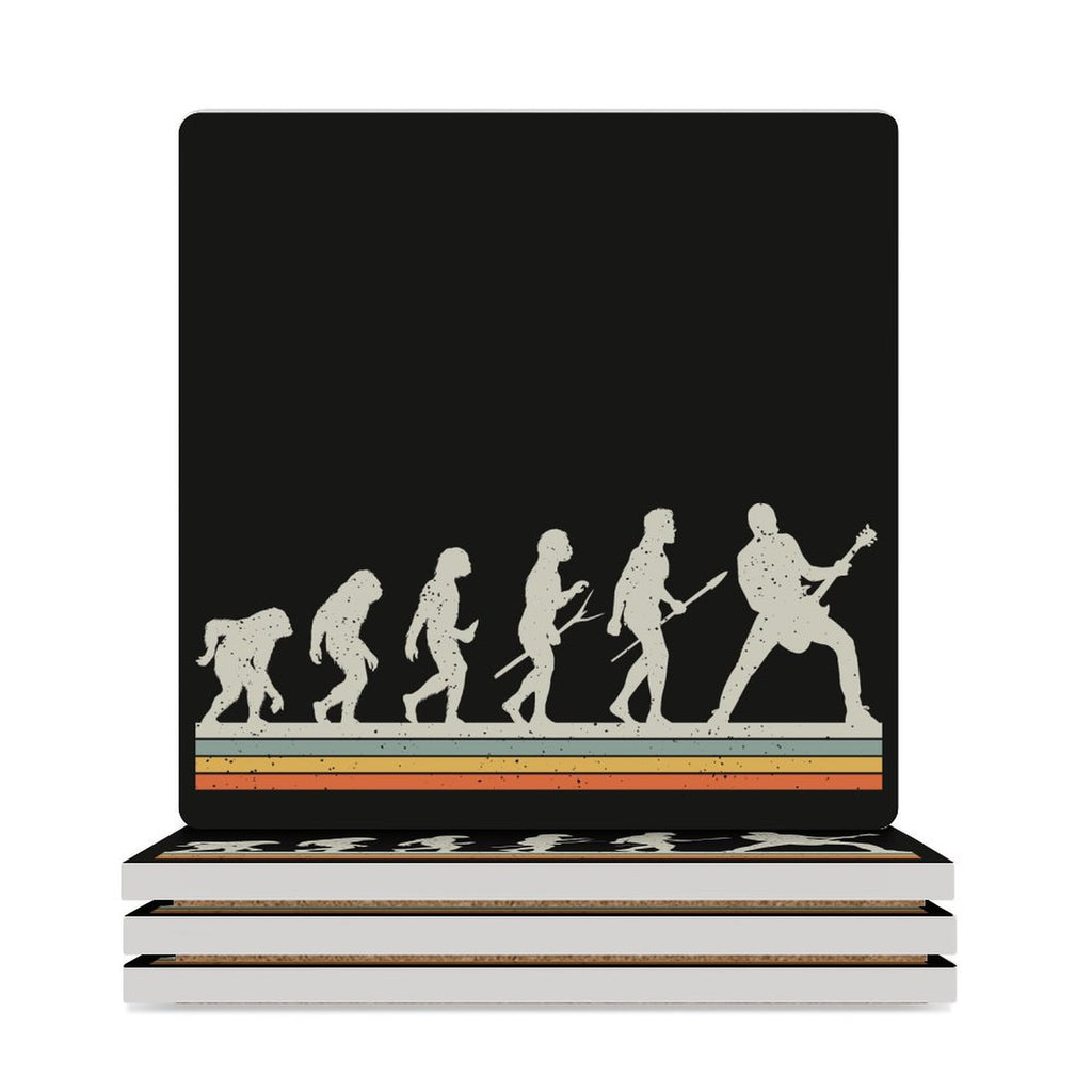 Guitarist Evolution - Ceramic Coasters (Square) white Ceramic Coasters Music Printed Offshore